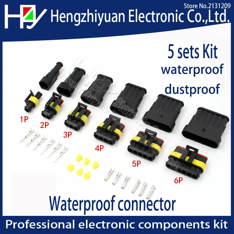 

Hzy Kit 2 pin 1 3 4 5 6 pins 18-15 AWG Way AMP Super seal Waterproof Electrical Wire Connector Plug for car waterproof connector