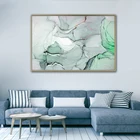 Абстрактная Картина на холсте, плакаты, зеленая золотая линия, Настенная картина для гостиной, украшения дома, живопись