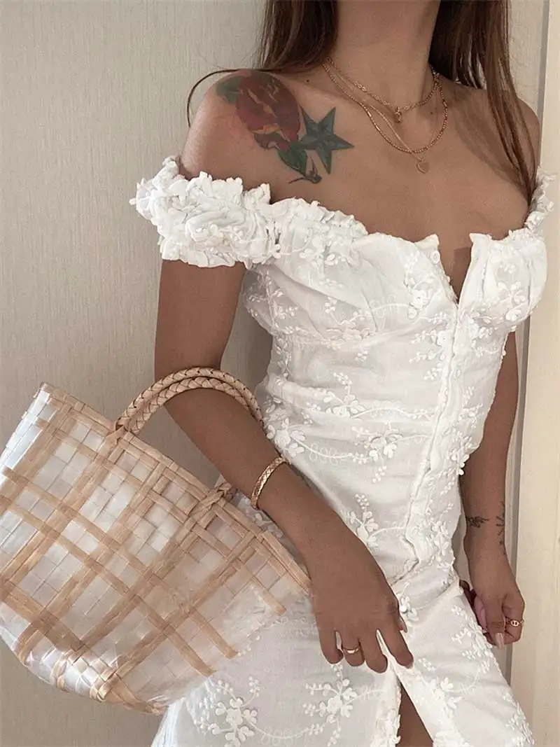 

Layered Ruffle Women Dress Ruched Beige Floral Party Dress Puff Sleeves Ribbon Ties Chic Summer Dress 2020 New