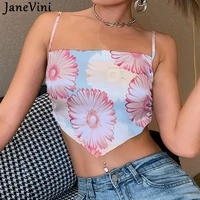janevini floral crop top womens tube top backless bow bandage sexy spahetti strap camisole asymmetric hem camis vest summer