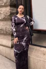 Базовый жилет Tie Dye, длинное весенне-осеннее женское сексуальное Макси-платье для вечеринки, повседневное облегающее платье с длинным рукавом, облегающие платья