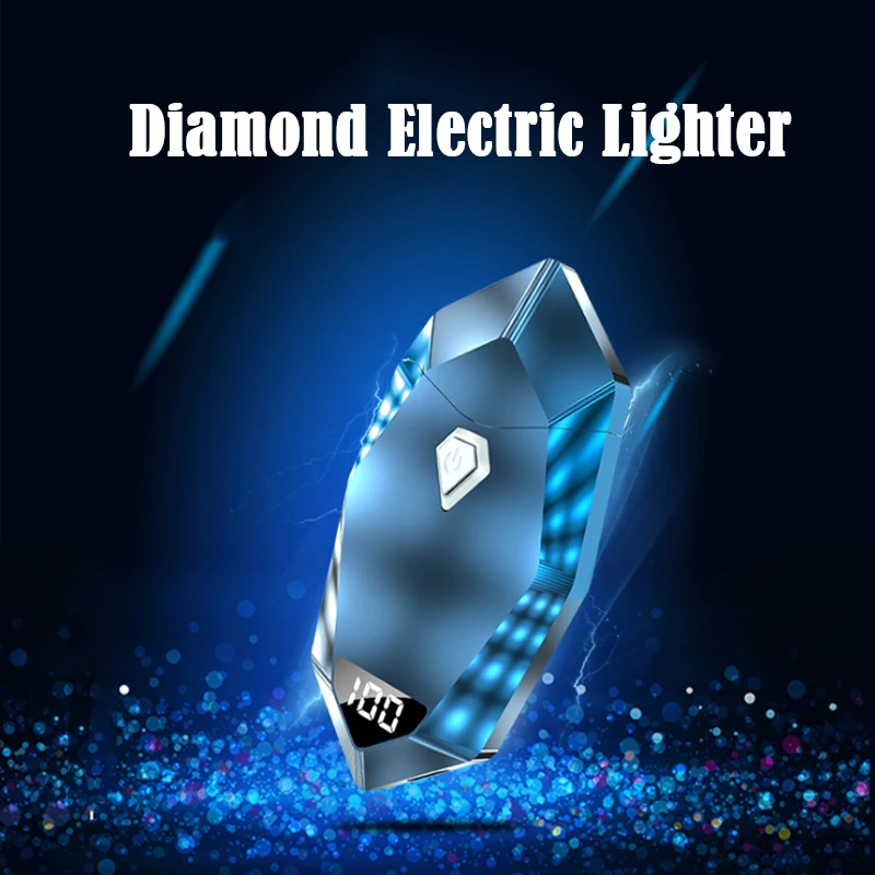 

Zinc Alloy Diamond Shape Cool Double Arc Electric Lighter Mens Gift USB Rechargeable Flameless Lighter