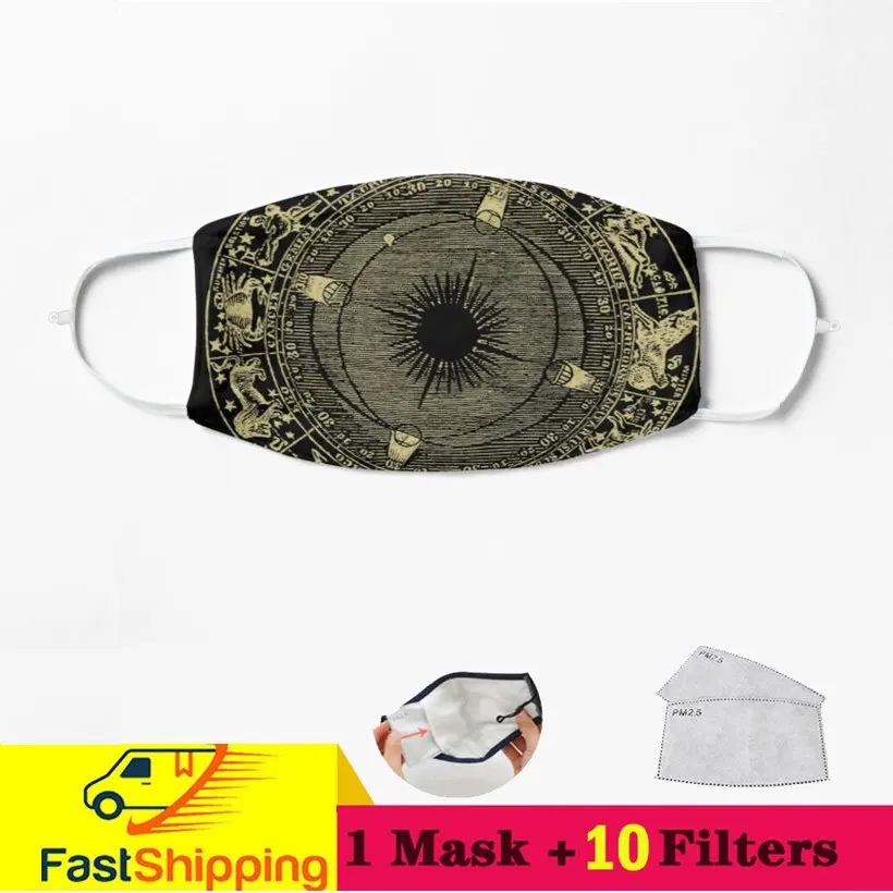 

Zodiac Circle Mushrooms And Toadstools Fish Chart Mascarilla Reusable Washable Facemask Mouth Face Protect Filter Outdoor