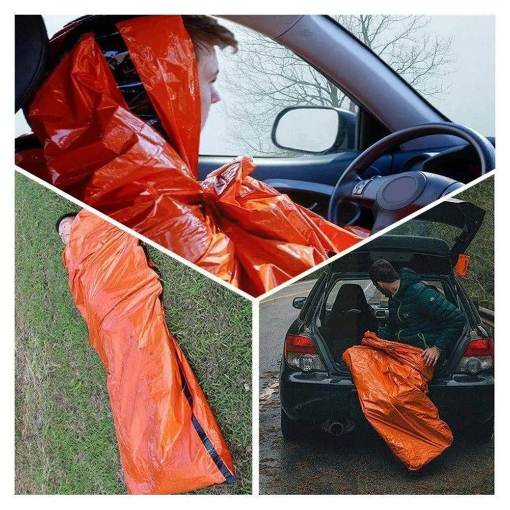 

Outdoor Bivy Emergency Sleeping Bag Camping Survival Durable Blanket Thermal Emergency Waterproof Pe Compact Windproof Gear N7h4