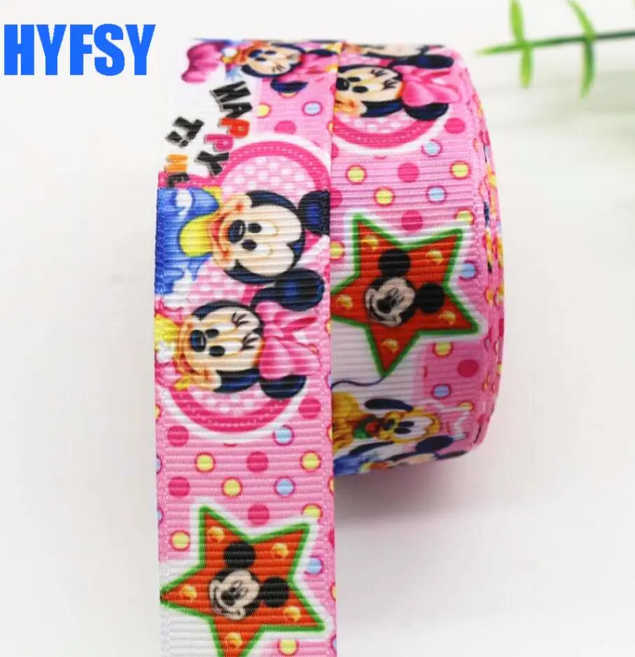 22mm 10043 22 25 мм 10 ярдов мультфильм ленты DIY волос лук материал подарок посылка корсажные ленты мышь - Цвет: 22mm