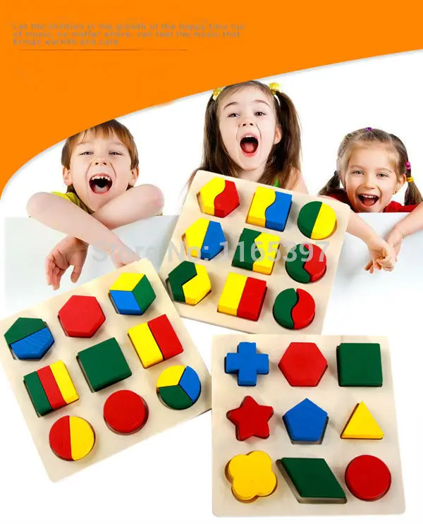 1 комплект, Детские деревянные игрушки montessori форма матча и строительного материала обучающие игрушки для детей навыки сенсорных развития