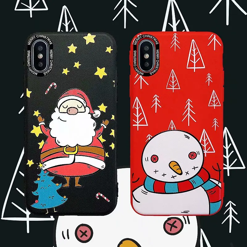 Мультяшный чехол для телефона с рождественским рисунком iPhone 11 Pro max 8 7 6splus Санта