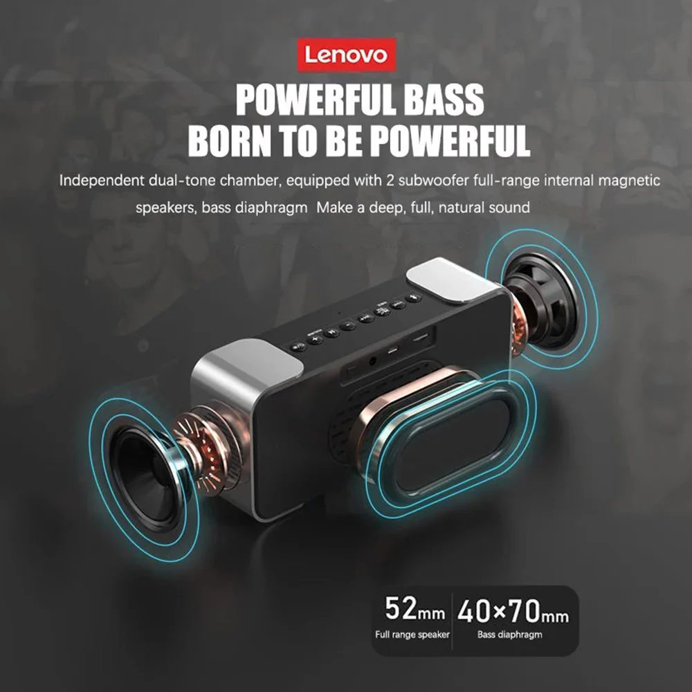 Bluetooth радиоприемник Lenovo L022 с будильником цифровым звонком сделай сам кнопкой повтора и BT динамиком FM
