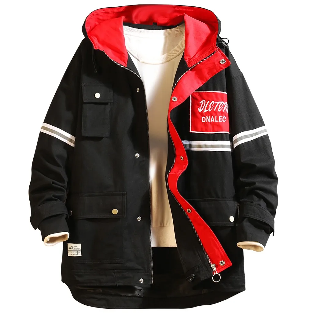 SAGACE Outdoor sports men's casual print large size hooded jacket hip hop rock street clothing Single-breasted coat windproof | Мужская