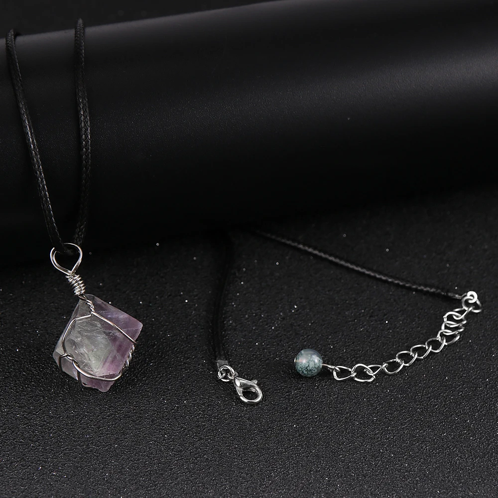 Женское и мужское ожерелье из флюорита с натуральным камнем 15 30 см неправильная