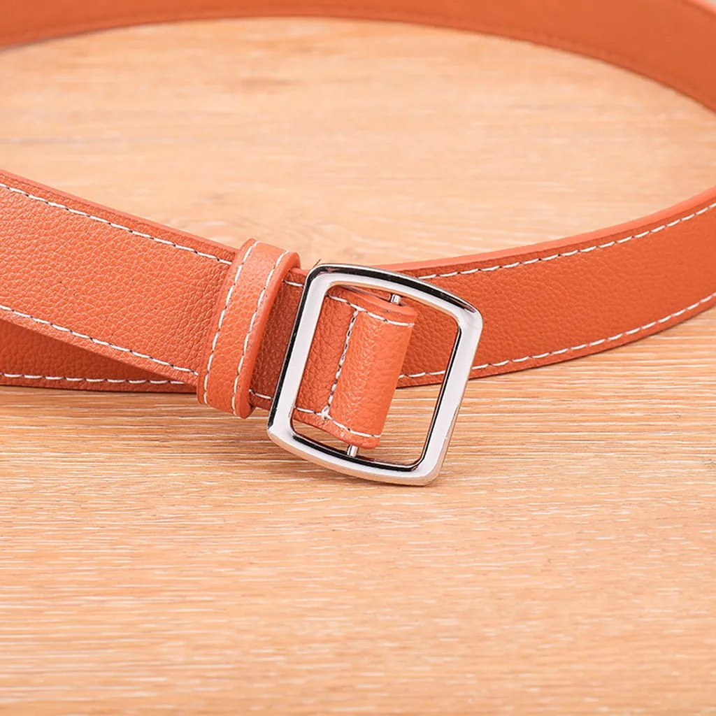 Женский Мужской ремень с металлической квадратной пряжкой кожаный Простой