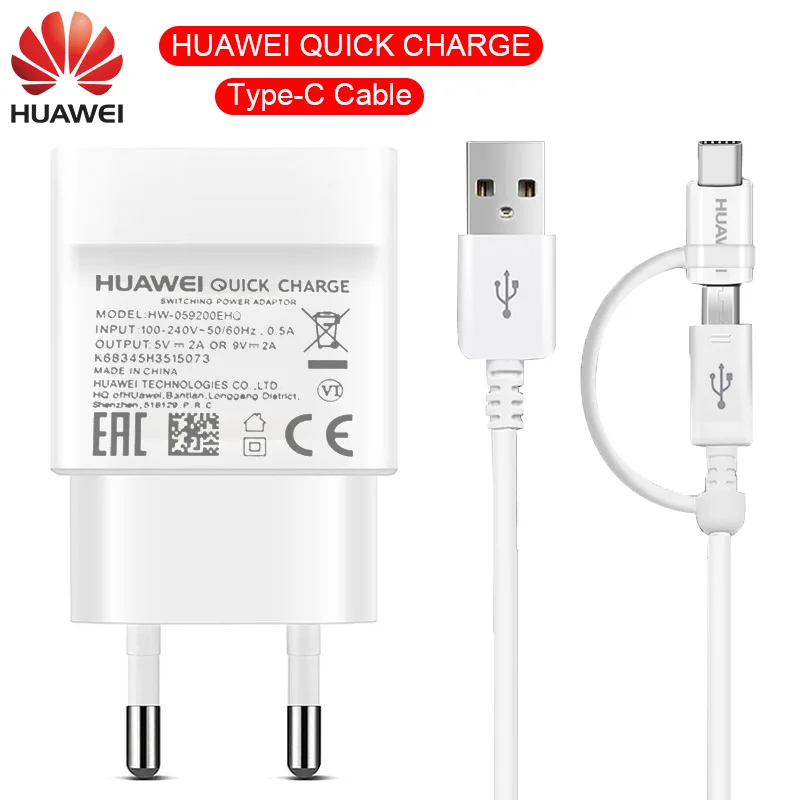 Оригинальное быстрое зарядное устройство Huawei кабель Micro USB Type C P10 lite Mate 10 быстрая