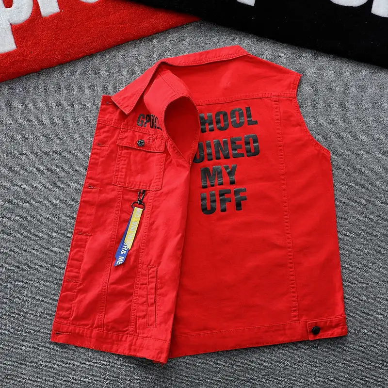 Жилет мужской джинсовый уличный куртка без рукавов Джинсовая безрукавка уличная