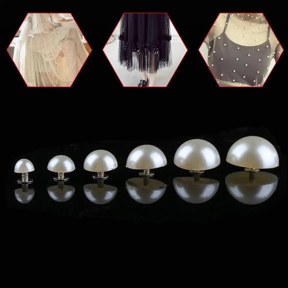 

10pcs White Pearls Rivets Studs Beads 6mm-16mm for DIY Crafts Leather Bag Shoes Clothes Decoration