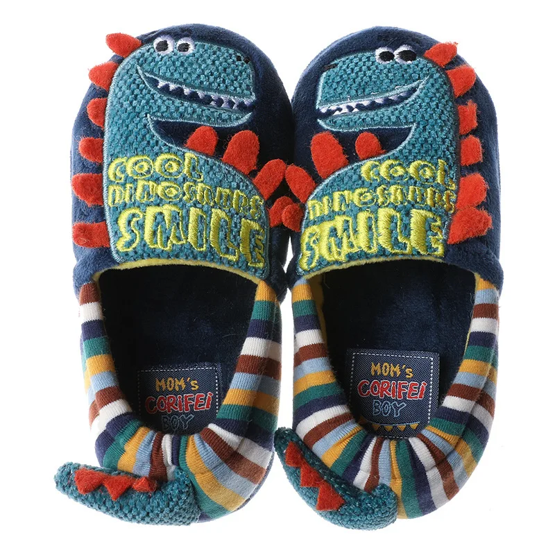 

Тапочки детские зимние, плюшевые, с динозаврами