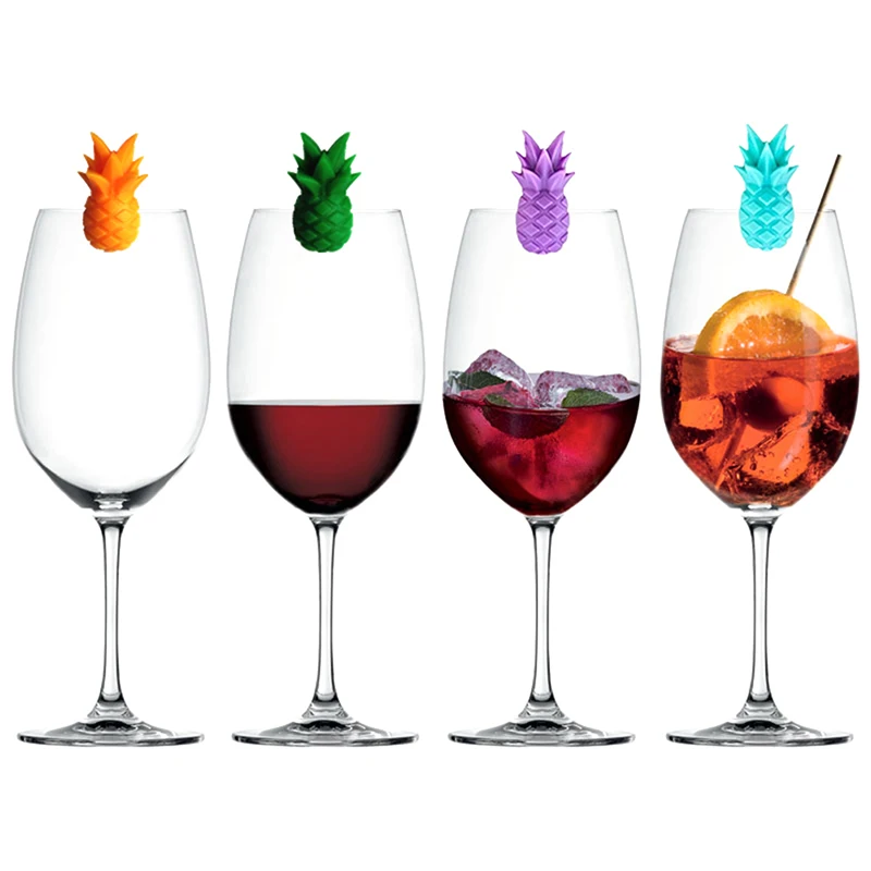 Silicone Party Wine Glass Marker Charms 6pcs Drinking Buddy Cup Identification Identifier Label Tag Sign Mark | Дом и сад