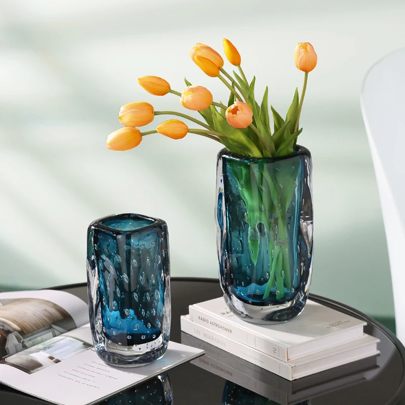 

Роскошная стеклянная ваза для гостиной, цветочная композиция, прозрачная стеклянная ваза, ваза в эстетике современного искусства, ваза Ozdobne...