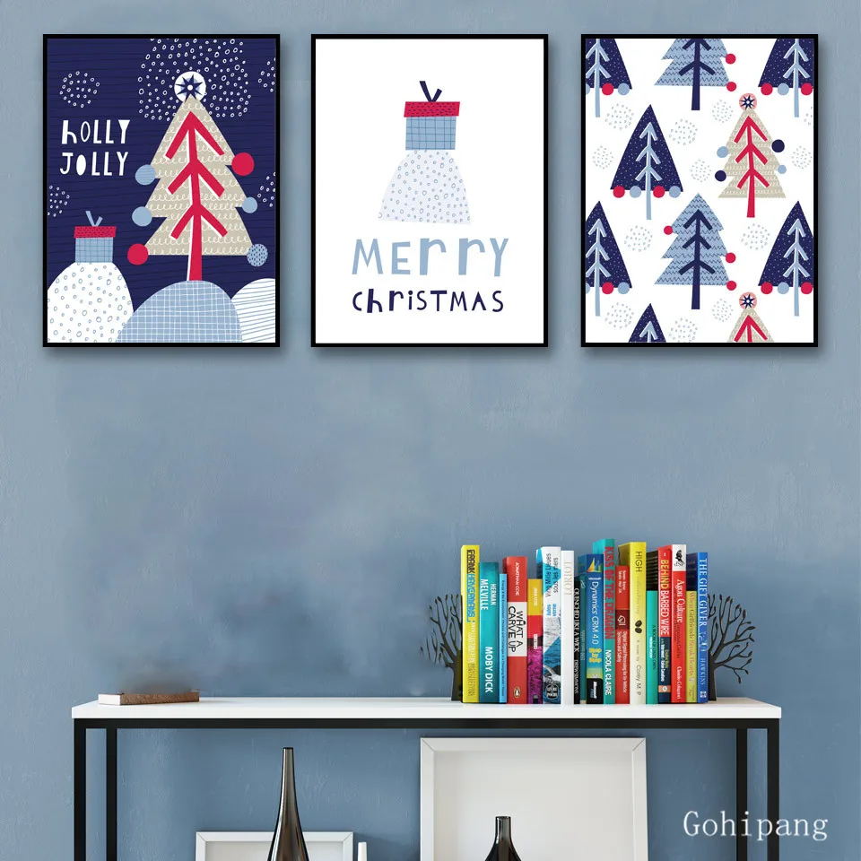 Рождественские украшения для дома Дерево стены Искусство Холст плакат живопись