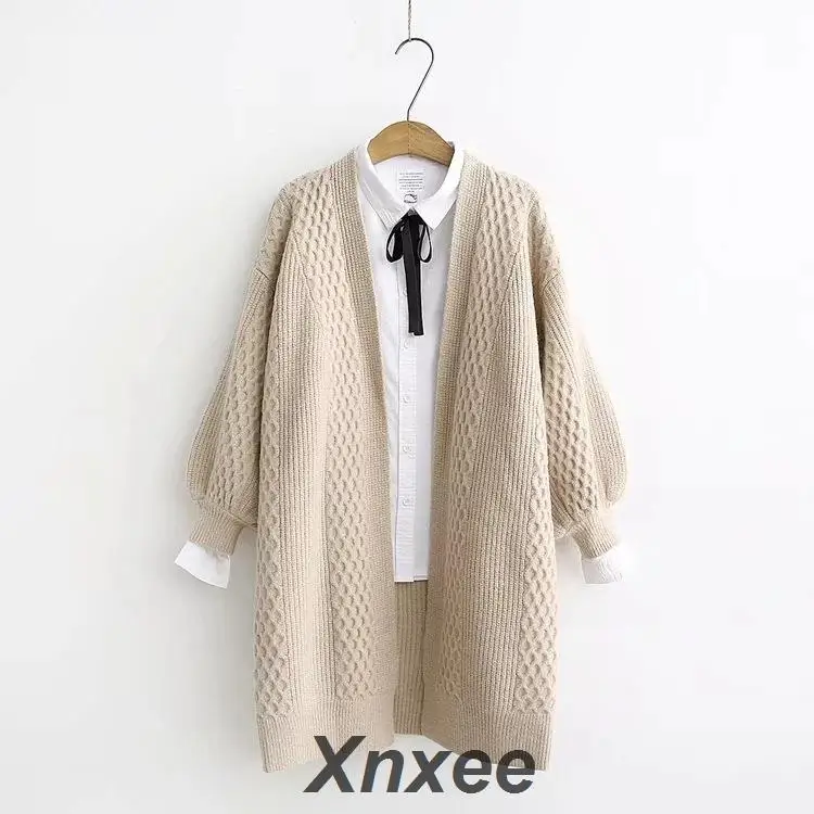 Весенний свитер кардиганы женские 2019 v образным вырезом фонарь рукав открытый