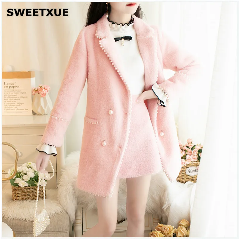 SWEETXUE женский осенне зимний темперамент норки плюшевый комплект из 2 предметов