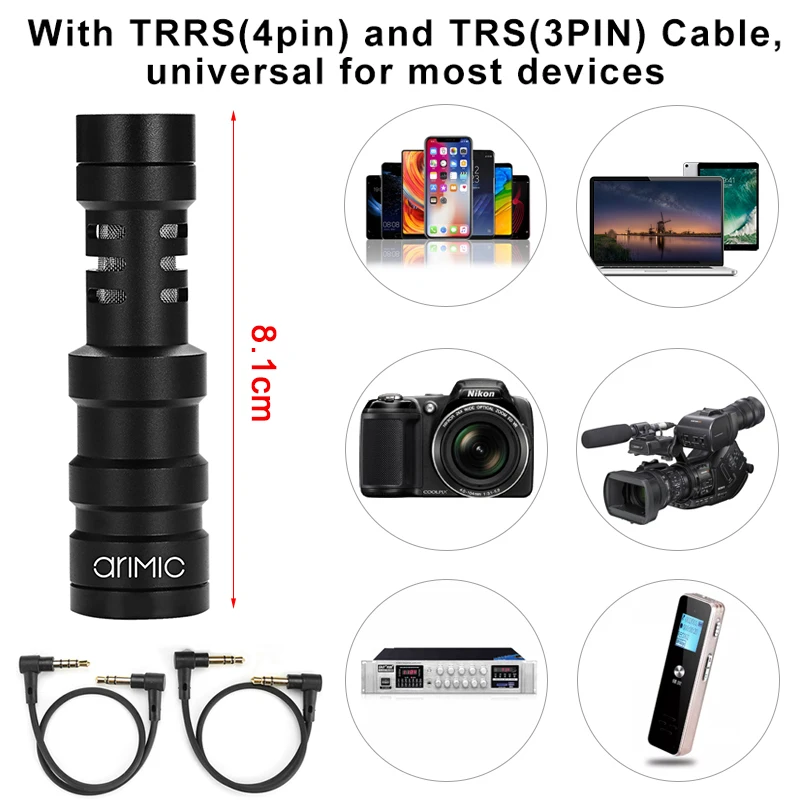Микрофон Ulanzi Arimic кардиоидный микрофон для записи голоса DSLR смартфонов iPhone Android