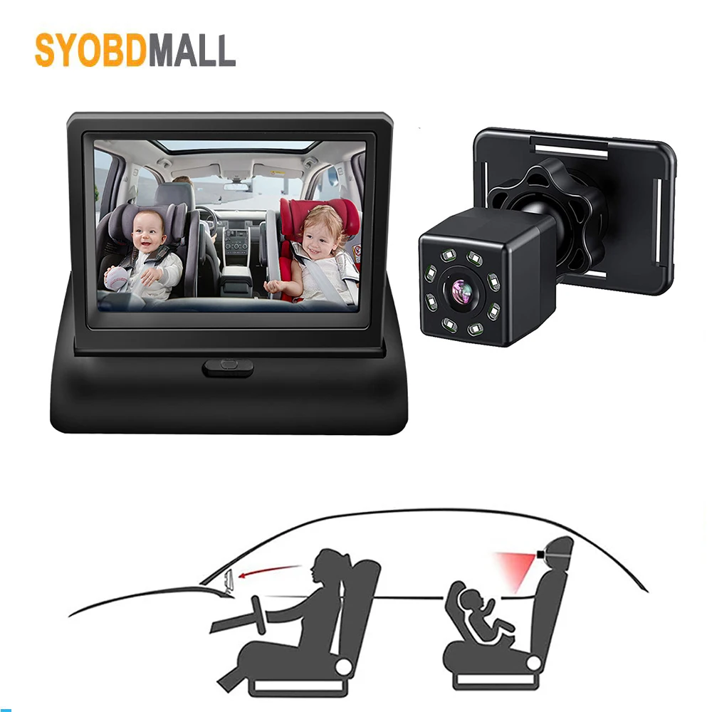 Автомобильное зеркало заднего вида дисплей 4 3 дюйма складной TFT-экран