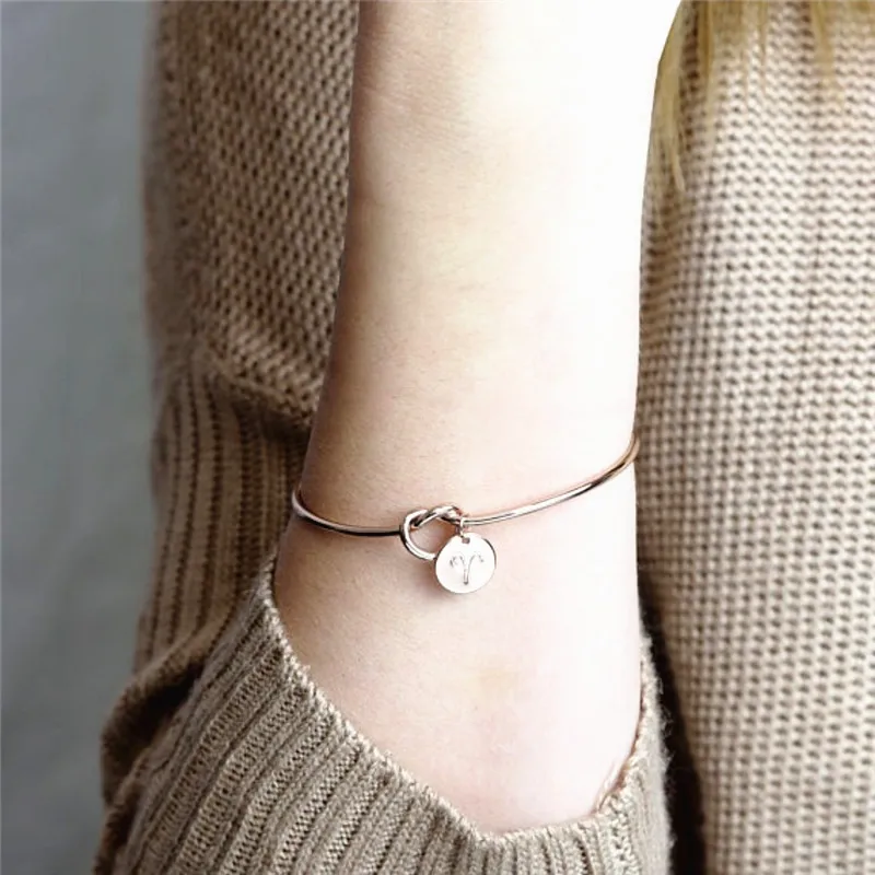 QIAMNI Мода 12 знаков зодиака созвездие сердечко браслет день рождения подарок