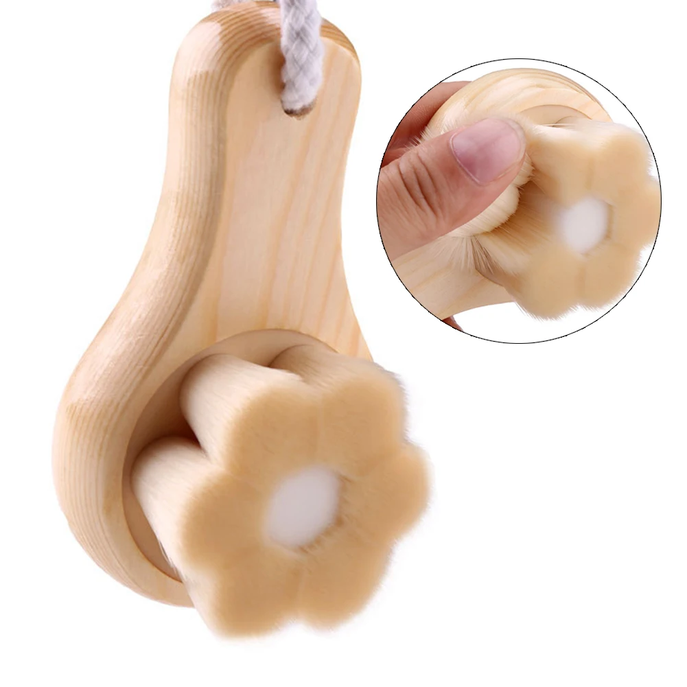 Портативная щетка для чистки лица с деревянной ручкой инструменты красоты