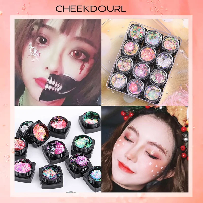 

Cheekdourl Eye Makeup Sequin Gel Set Multifunctional Nail Gel Glitter Glitter Mix Makeup Patch 12 Colors