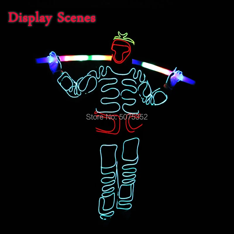 Популярные EL кабель неоновый светильник танцевальный костюм DIY Clowing бар со