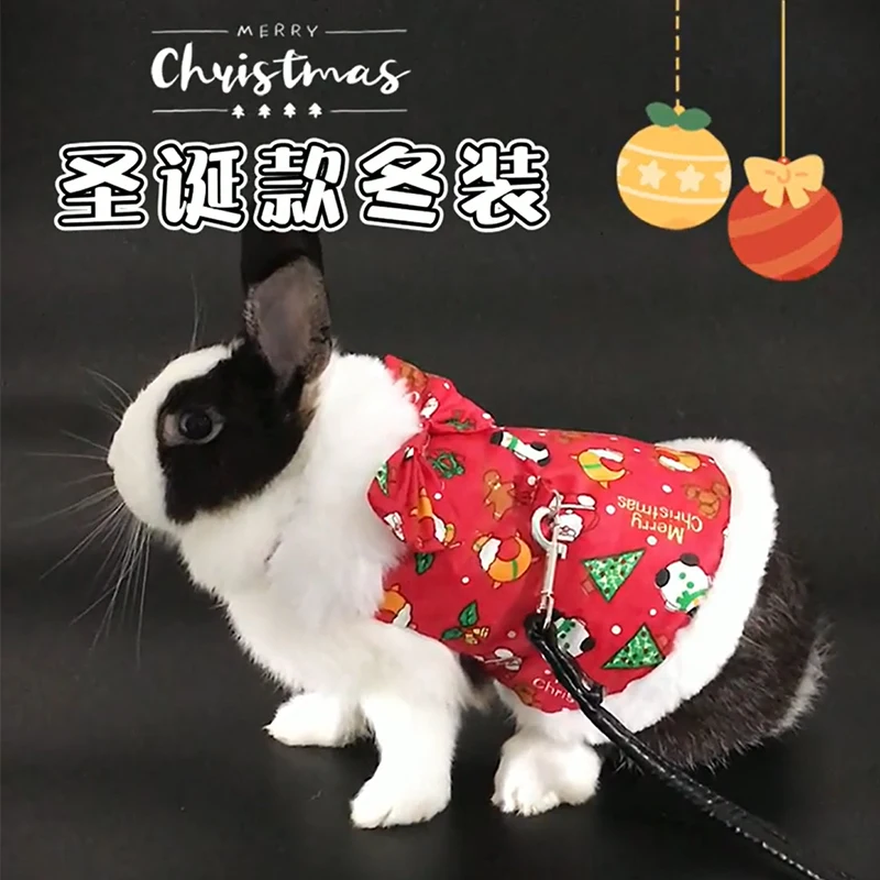 

Bunny Traction Rope Bunny Christmas Dress-up Accessories Lop-eared Dwarf Rabbit Cute New Year Clothes Small Pet Warming Supplies