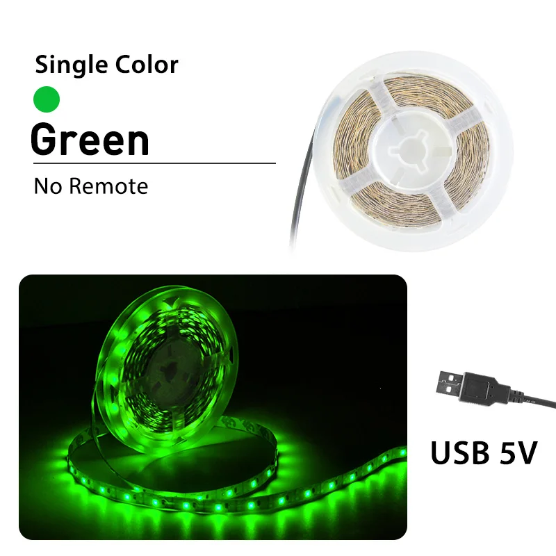 Светодиодная лента USB DC 5 в 50 см 1 м 2 м 3 м 4 м 5 м Мини 3Key 24Key гибкий светильник SMD 2835 Настольный Декор экран ТВ фоновый светильник ing - Испускаемый цвет: Green
