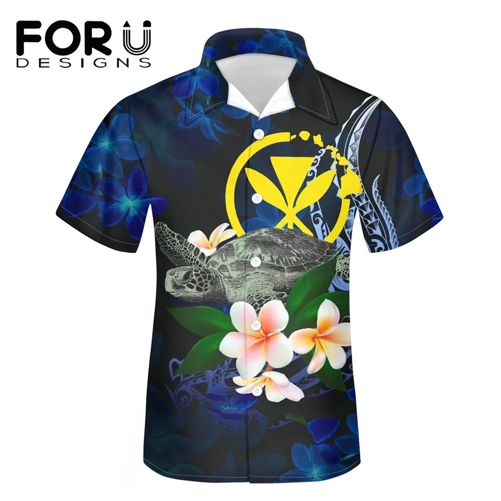 

FORUDESIGNS Men's Hawaiian Beach Shirt Plumeria Floral Print Shirts Casual Short Sleeve Summer Holiday Fashion Plus Size Camisa