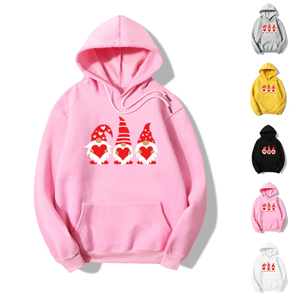 

Рождественские толстовки, Женский Рождественский мешковатый пуловер с капюшоном и принтом, базовая Повседневная Толстовка, Свободный пуло...