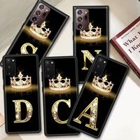 Phone Case For Samsung Galaxy S20 S21 S10 Plus S22 S10e Note Ultra Lite Black Soft Cover Diamond Crown Letter Capa