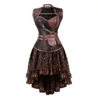 Женское платье-корсет в стиле стимпанк, готическое сексуальное винтажное искусственная кожа, верх с асимметричным цветочным орнаментом