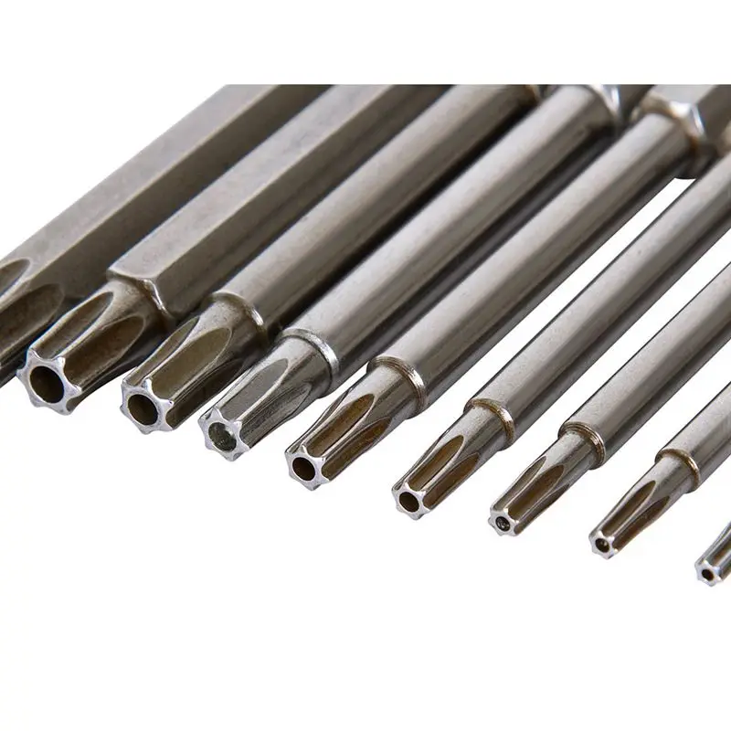 

11 Pieces 1/4 Inch Hex Shank T6-T40 4 Inch Length S2 Steel Torx Security Head Screwdriver Drill Set Bits