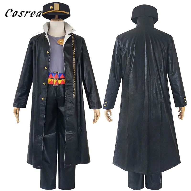 

Japanese Anime JoJo Bizarre Adventure Shirts Caps Coat Set Halloween kujo jotaro cosplay costume JoJo clothes for Mens Women