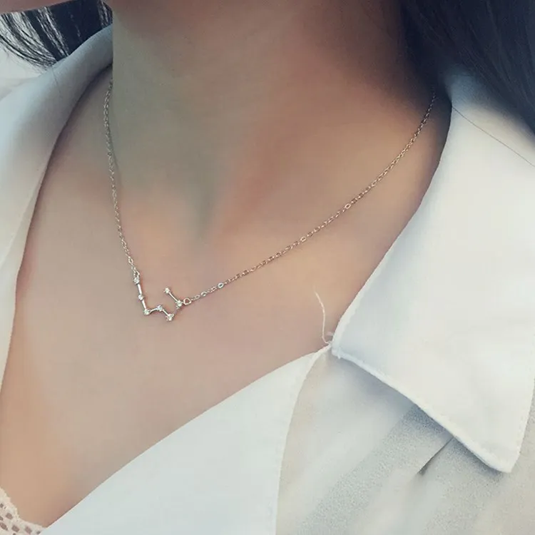 BUENOS Корейский Новый Модный Циркон Кулон 12 созвездия зодиака ожерелье короткая