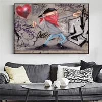 kid with bow and rose arrow street art prints abstract graffiti canvas wall art painting posters for living room decoration