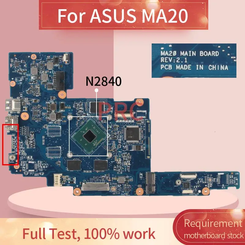 para Asus Ma20 N2840 Notebook Placa-mãe Rev: 2.1 Sr1yj Computador Portátil Mainboard Placa-mãe para notebook
