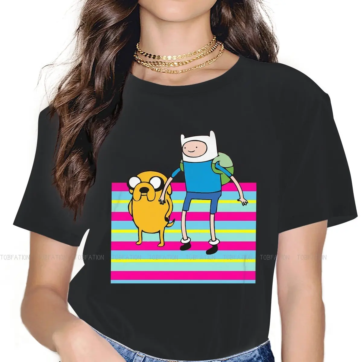 

Футболка с круглым вырезом и изображением сказок научной фантастики, футболка с рисунком Финна и Джейка, базовая женская футболка