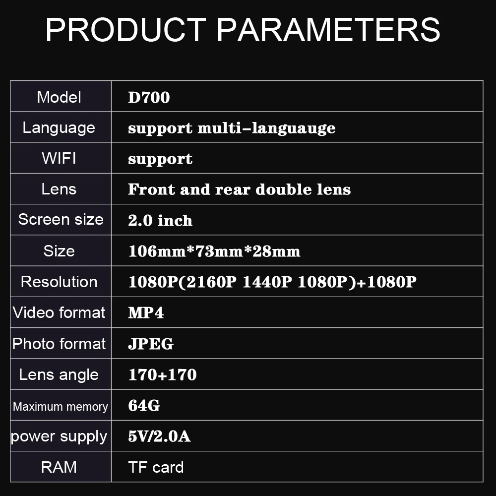 Aiba J07 видеорегистратор 4K Встроенный GPS Wifi DVR с двумя объективами Автомобильная