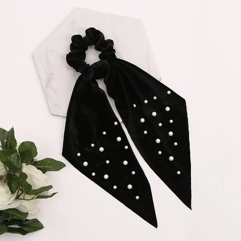 Женские бархатные резинки для волос с бантом жемчужные заколки хвоста