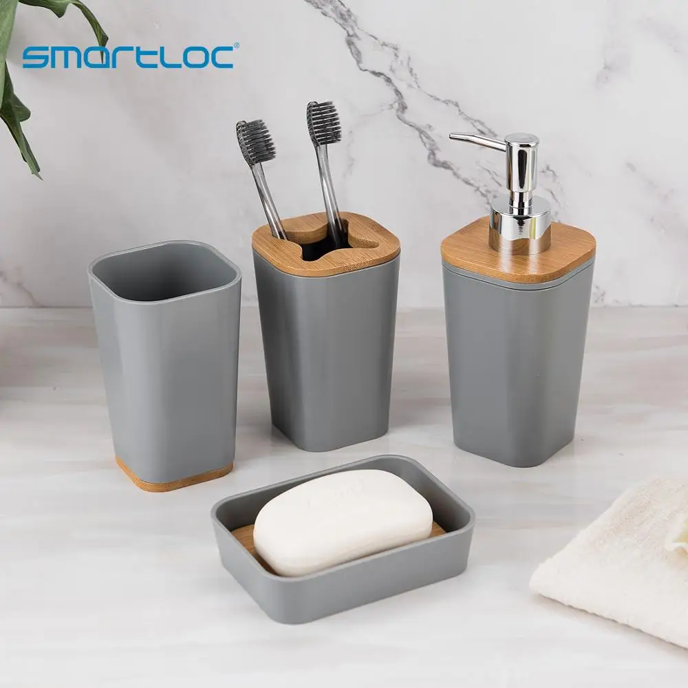smartloc 6 pieces plastic bathroom accessories set toothbrush holder toothpaste dispenser case soap box toilet shower storage free global shipping