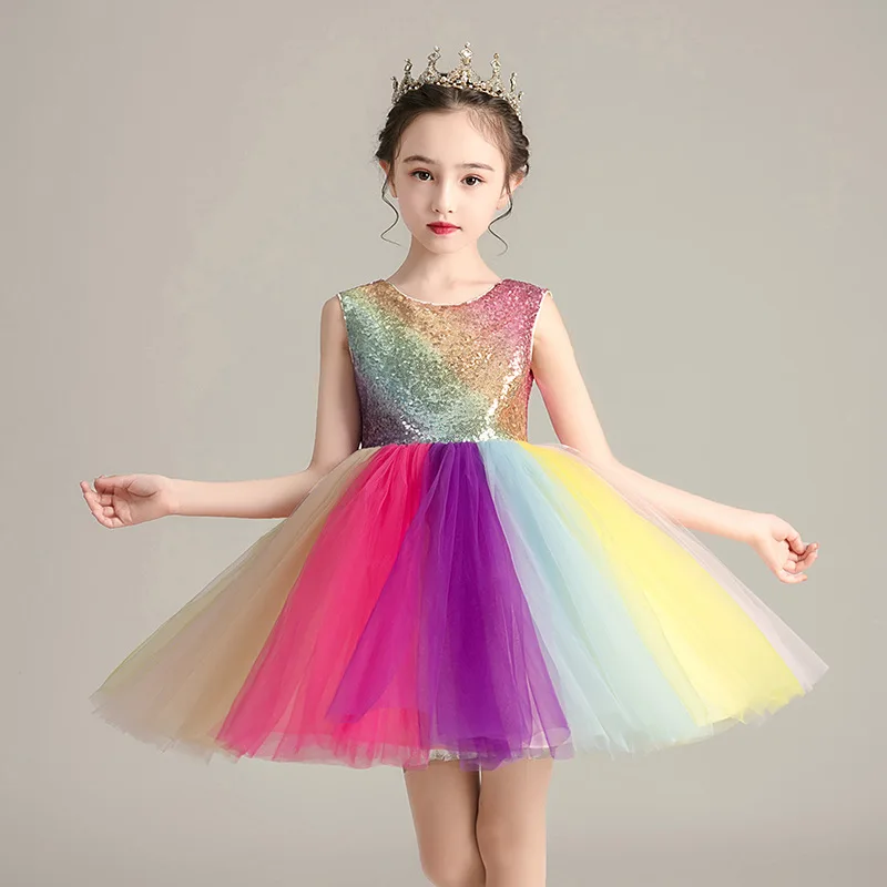 

Kids Christmas Dance Clothing Little Girls Children Ballet Tutu Performance Show Dress Colorful Sequins Costumes Stage Dancewear