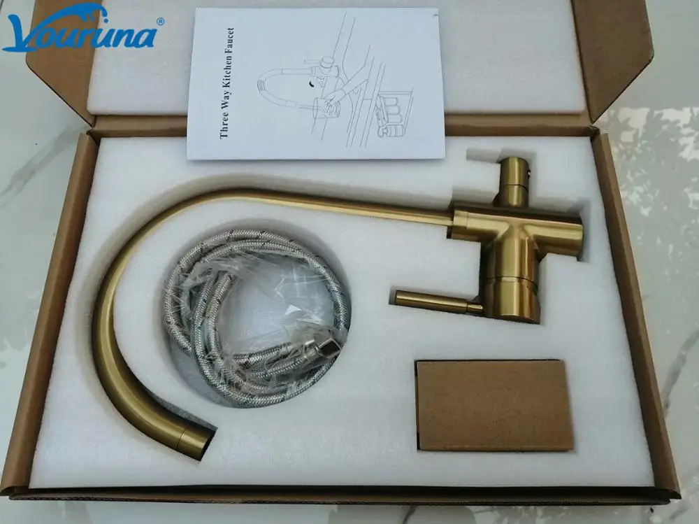 Кран для питьевой воды Vouruna трехсторонний смеситель кухни с фильтром матовый