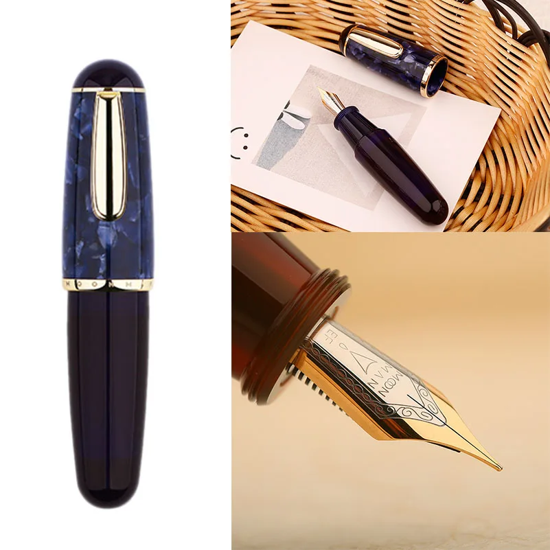 

Purple Majohn Q1 Mini Eyedropper Fountain Pen Resin Short Pocket Pen Transparent Portable Ink Pen Iridium EF F Nib Gift Pen