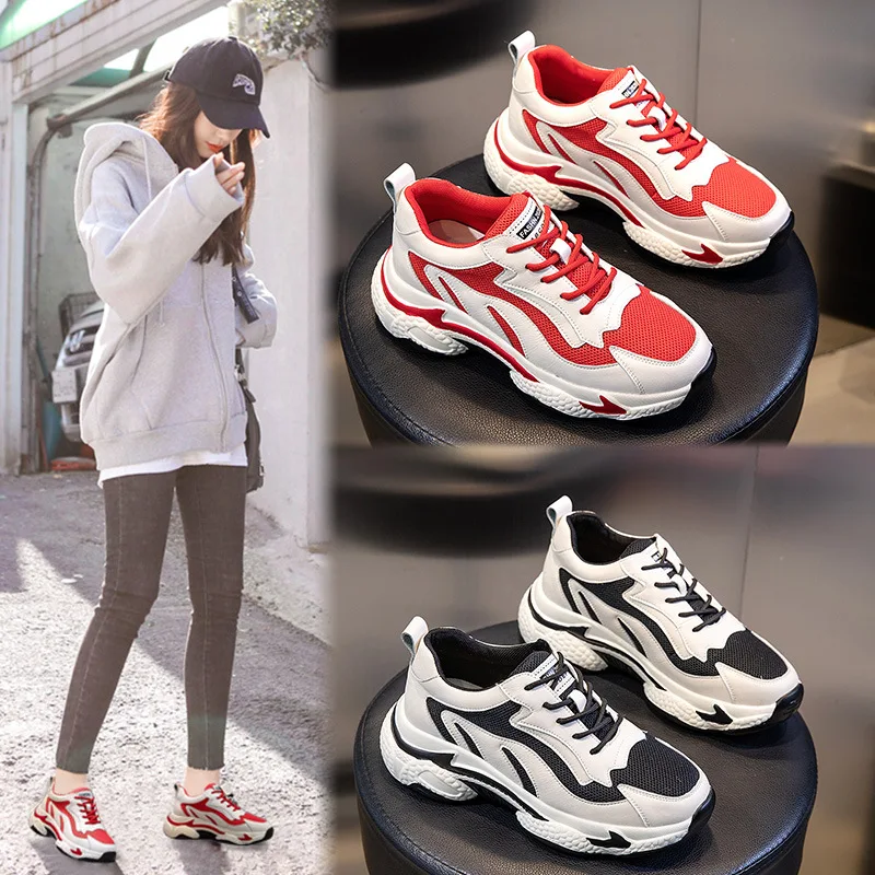 Женская обувь сезон весна Новинка кожаная для папы на толстой подошве женская