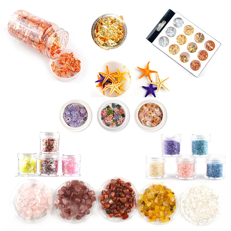 Набор аксессуаров для поделок из смолы Золотая фольга блестки кристалл камень